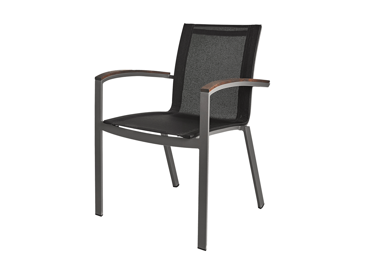 Harmony Stacking Sling Arm Chair | Gray Base Wtih Black Sling