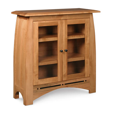 Aspen Short Bookcase with Glass Doors and Inlay