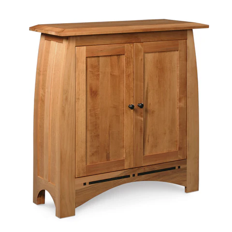 Aspen Short Bookcase with Wood Doors and Inlay