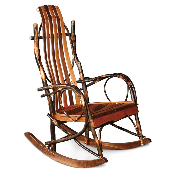Hickory Rocker with Cherry and Walnut Slats - Express